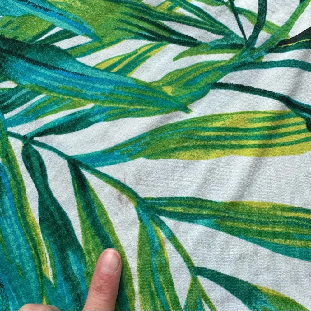 New York & Company Y2K Tropical Green Palm Leaf Print Women's Top Small - Picture 5 of 6